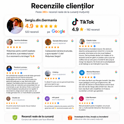 3 cărți tipărite + Audio | Pachetul „PFLEGE” de germană pentru români – de la A1 la B2