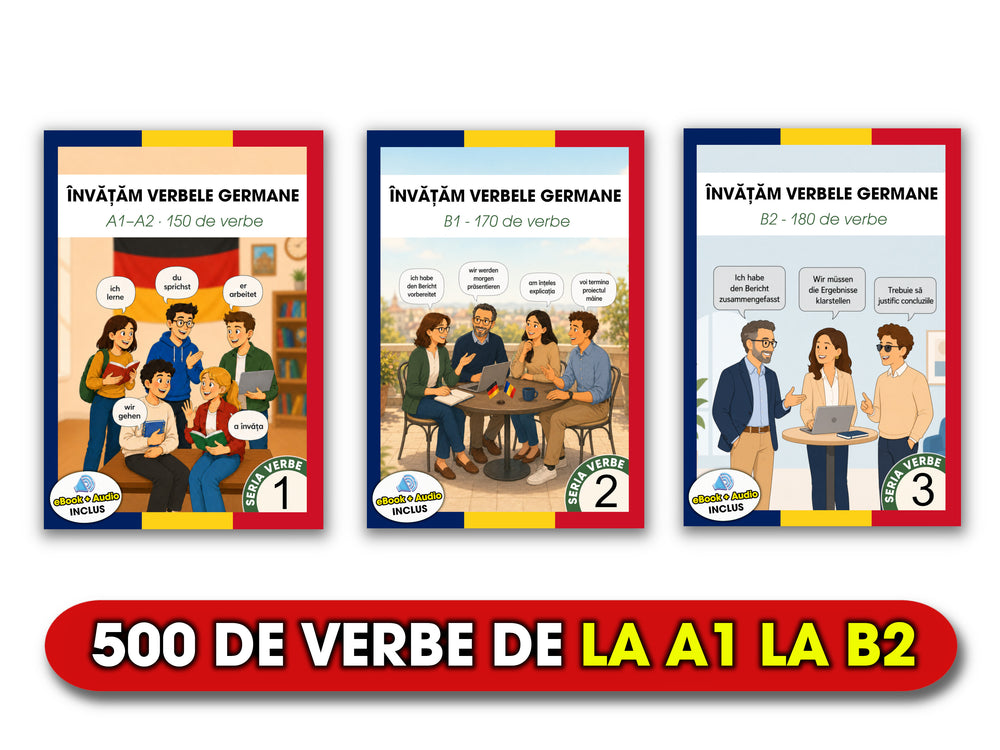 Pachet 500 verbe germane pentru români – cărți tipărite audio și eBook
