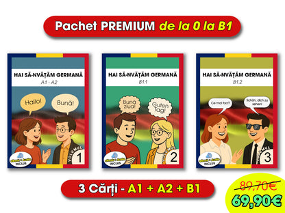 3 cărți + Audio | Pachet COMPLET de germană pentru romăni - A1, A2, B1