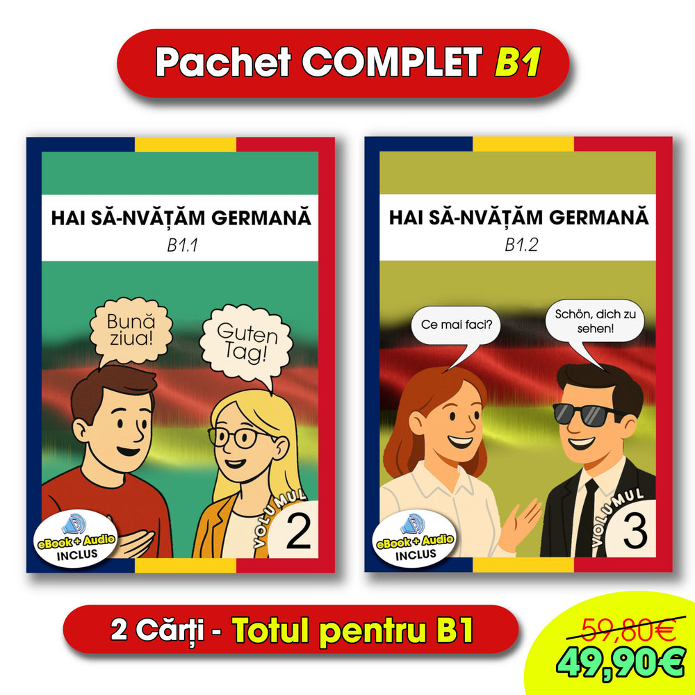 Pachet germană B1 special pentru români – două cărți și fișiere audio
