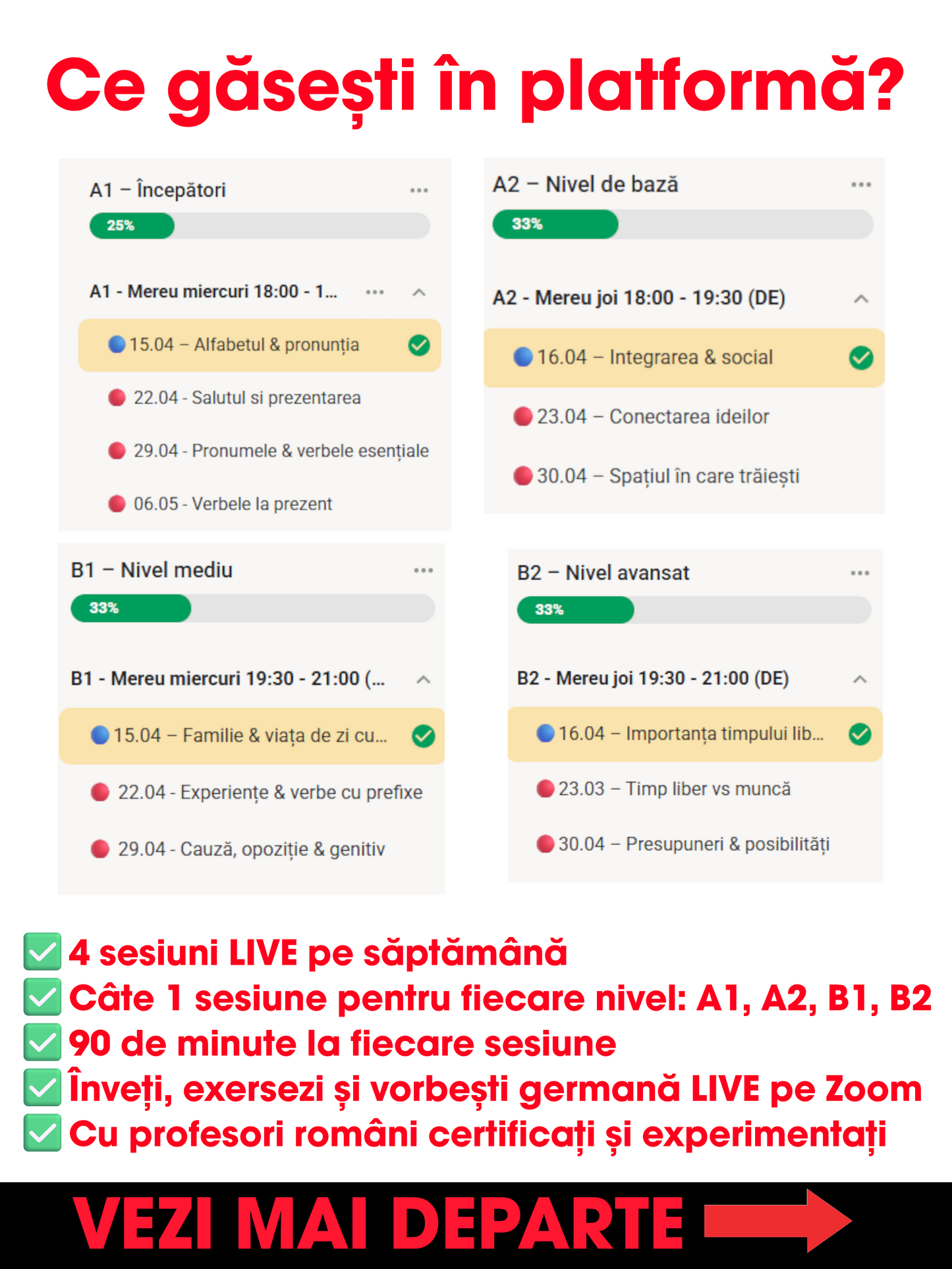 Sistem complet de învățare a limbii germane A1–B2 | 5 cărți tipărite + 12 luni acces la platforma online