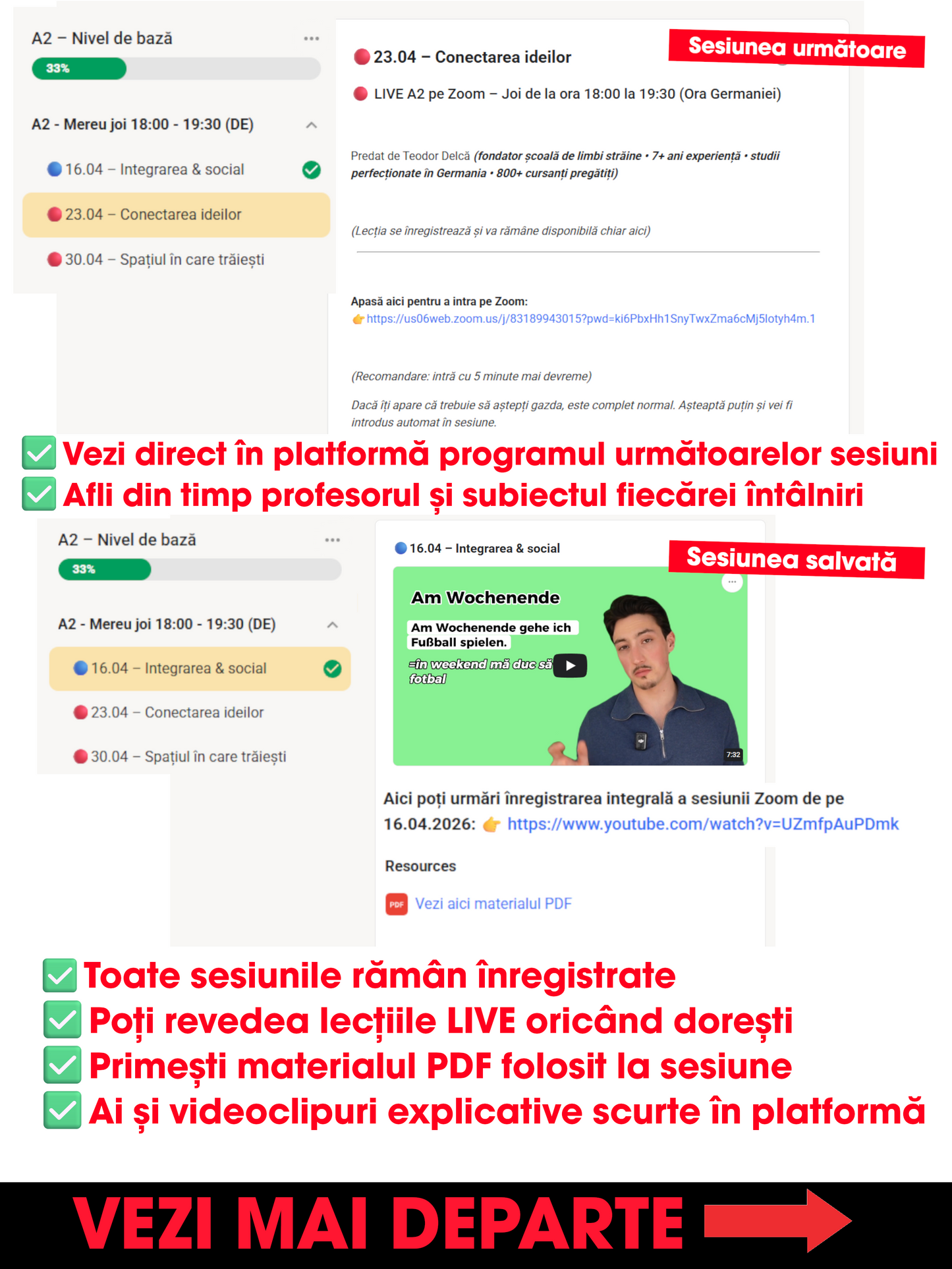 Sistem complet de învățare a limbii germane A1–B2 | 5 cărți tipărite + 12 luni acces la platforma online