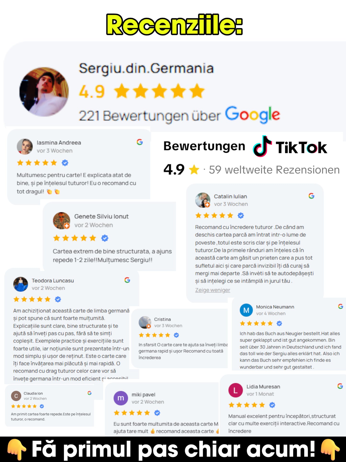 5 cărți tipărite + Audio | Pachetul COMPLET de germană pentru români – de la 0 la B2