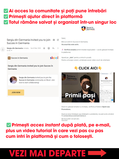 Sistem complet de învățare a limbii germane A1–B2 | 5 cărți tipărite + 12 luni acces la platforma online